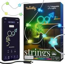 "Twinkly Strings" USB-C "Star 100 LED", žvaigždės formos LED pasakų žibintai, RGB LED žibintai, įvairiaspalviai, Valentino dienos žibintai, suderinami su "Alexa" ir "Google Home", USB-C, skaidrus kabelis, 6 m