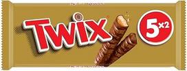 "Twix" šokoladinis batonėlis, karamelė ant traškaus sausainio, futbolo užkandis, viena pakuotė (5 x 50 g = 250 g)