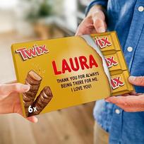 "Twix" personalizuotas šokolado batonėlis - personalizuota milžiniška pieno šokolado dovanų dėžutė, puiki dovana moterims, dovana vyrams 300 gramų