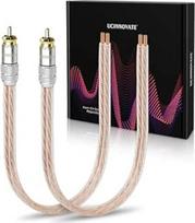 "UCINNOVATE" garsiakalbio kabelis, 30 cm ilgio RCA kabelis, 2 pakuotės - plikas kabelis į RCA vyriškos lyties adapterio remonto kabelį, skirtą garsiakalbiui, žemų dažnių kolonėlei, AV imtuvui, televizoriui, stiprintuvui, garso ir vaizdo įrašui