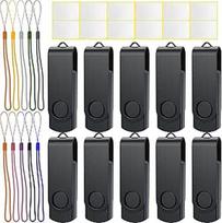 "Uflatek" 10 vnt. 16GB talpos juodos spalvos USB 2.0 atminties lazdelės sukiojamasis sulankstomasis "Flash" diskas didelės spartos metaliniai rašikliai išorinė duomenų saugykla su dirželiais