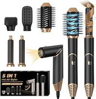 "UKLISS 5 in 1 Airstyler" jonų plaukų džiovintuvas 1000 W su oro garbanojimo žnyplėmis 5 in 1 plaukų stiliatorius šilto oro šepetys "Airbrush" plaukų stiliatorius "Airstyler" su priedais Moterų dovanų rinkinys juodas