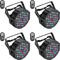 "UKing" 4 vnt. LED Par šviesos, 72W LED prožektorius RGB DMX scenos šviesa 7 režimai vakarėlių šviesos efektai su nuotolinio valdymo pulteliu DJ diskotekų šviesos vestuvių Kalėdų scenos apšvietimui
