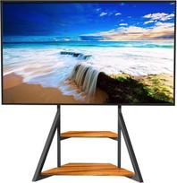 "Vanconwey" grindų TV stovas 40-75 colių televizoriams, reguliuojamo aukščio TV laikikliai su didele medine lentyna ir ratukais, iki 180 kg, VESA 600 x 400 mm (VC-Z1187)