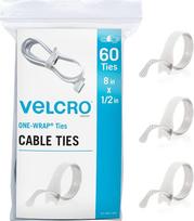 "VELCRO" prekės ženklo kabelių raiščiai "Heavy Duty" 60 pakuočių birių pakuočių 1/2" Stiprus daugkartinio naudojimo laidų valdymo kabelių rišimas namams, biurams ir duomenų centrams