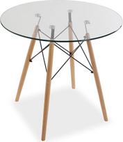 "Versa Priya" valgomojo stalas virtuvei, terasai, sodui ar valgomajam, 73 x 80 x 80 cm (V x D x Š), stiklas ir medis, spalva: ruda ir skaidri