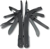 "VICTORINOX Swiss Tool Spirit MXBS", 24 funkcijų daugiafunkcinis įrankis su replėmis, atsuktuvu, skardinių atidarytuvu, nailoniniu diržo krepšeliu, juodas