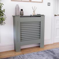 "Vida Designs Milton" radiatoriaus dangtis, alyvuogių pilkos spalvos, nedidelis, modernus horizontalių skersinių skersinių dizainas, užtikrinantis optimalų šilumos paskirstymą, H 82 x W 78 x D 19 cm, lakuoti MDF baldai, idealiai tinka svetainei ir prieška