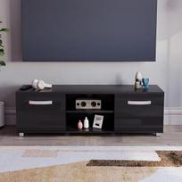 "Vida Designs Cosmo" 2 durų televizoriaus spintelė Šiuolaikinė blizganti matinė MDF gyvenamojo kambario spintelė Žiniasklaidos stendas Baldai juodi 120 cm