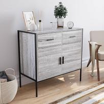 "Vida Designs" šoninė spinta, aliuminis, pilka, 2 durys ir 2 stalčiai