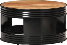 "vidaXL" medžio masyvo akacijos medienos kavos staliukas "Rustic Side Table" Svetainės staliukas Kavos staliukas Sofos staliukas Arbatos staliukas Apvalus juodas 68 x 68 x 36 cm