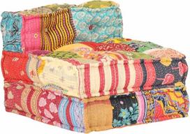 "vidaXL" pufas, modulinis sėdmaišis, taburetė, grindų pagalvėlė, sėdynės pagalvėlė, Osmanų taburetė, šezlongas, Patchwork svetainės baldai, audinys, 60 x 70 x 51 cm