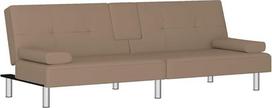 "vidaXL" sofa lova su gėrimų laikikliais, sofa su reguliuojamais atlošais, svetainės sofa, sofa lova, metalinės kojelės, kapučino dirbtinė oda