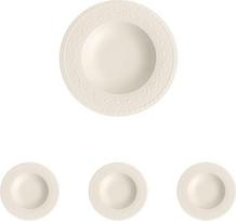"Villeroy & Boch Cellini" 24 cm aukščiausios kokybės porcelianinė sriubos lėkštė, balta (4 vnt.)