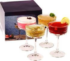 "Vintage Coupe" taurių rinkinys iš 4 taurių (8,8 oz/260 ml), šampano, vyno, martinio, kokteilių taurės, taurės ilgiems gėrimams, krištolinės raudonojo vyno taurės ir baltojo vyno taurės