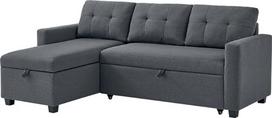 "VitaliSpa Campina" L formos sofa, pilka, 226 x 163 cm, su miego funkcija, taupanti erdvę, su ištraukiamu gulimuoju paviršiumi ir lovos dėže