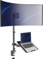 "VIVO" nešiojamojo kompiuterio ir skystųjų kristalų monitoriaus stovo laikiklis ant rašomojo stalo itin aukštas reguliuojamas stovas tinka 1 ekranui iki 27 colių (Stand-v012c)