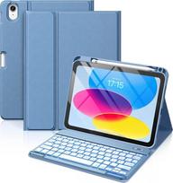 "Vobafe" dėklas su klaviatūra "iPad A16" 11/10 kartos (2025/2022, 11/10,9 colio) - 7 spalvų apšviečiamas magnetinis nuimamas dėklas su klaviatūra ir rašiklio laikikliu, skirtas "iPad" 11/10 kartai, mėlynas