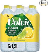 "Volvic Touch Lemon Lime Flavour" - natūralus mineralinis vanduo "Volvic" gaivusis gėrimas su citrinų ir laimų skoniu - be konservantų - 6 x 1,5 l