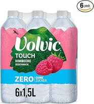 "Volvic Touch Zero" aviečių skonio nealkoholinis gėrimas, pagamintas iš natūralaus mineralinio vandens "Volvic" su aviečių skoniu - be cukraus, dirbtinių saldiklių ir konservantų - 6 x 1,5 l
