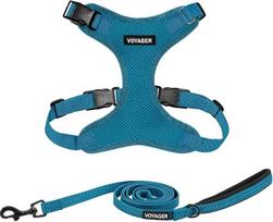 "Voyager Step-In Lock" šuns petnešos su šviesą atspindinčiu pavadėliu, kombinuotas rinkinys su neopreno rankena, 1,5 m - tinka mažų, vidutinių ir didelių veislių šuniukams/kaitėms - geriausias gyvūnų reikmenų rinkinys - turkio spalvos