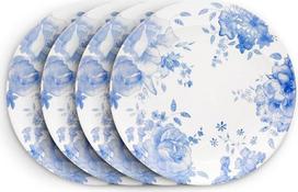 "Wade Blue Floral Coupe" 28 cm akmens masės britiško dizaino vakarienės lėkštės - pagamintos Stoke-on-Trent - 4 vnt.