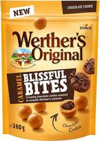 "Werther's Original Blissful Caramel Bites Cookie" - traškūs šokoladiniai sausainiai, aplieti švelnia kremine Werther's karamele - 1 x 140 g