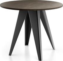 "WFL GROUP Glory" industrinio stiliaus valgomojo stalas, modernus, apvalus, ištraukiamas nuo 100 cm iki 140 cm, milteliniu būdu dengtos metalinės kojos, Čikagos betoninė pilka spalva