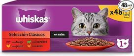 "Whiskas" drėgnas maistas katėms, suaugusiems, "Classic Selection in Sauce" (daugkartinė pakuotė, 4 x 12 x 85 g)