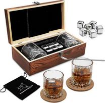 "Whisky Stones" dovanų rinkinys - 6 nerūdijančio plieno viskio ledo kubeliai, kuriuos galima naudoti pakartotinai - "Whiskey Rocks" šaldymo akmenys, specialios dovanos vyrams - viskio šaldymo akmuo viskiui, degtinei, džine, vynui ir kt.