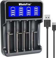 "WholeFire" universalus 18650 įkroviklis, LCD ekranas, išmanusis USB 18650 baterijų įkroviklis, skirtas NI-MH NI-Cd A AA AAA, įkraunamoms ličio jonų 18650 26650 18490 17670 17500 16340 14500 baterijoms