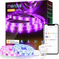 "WiFi" LED juosta veikia su "Apple HomeKit", "Meross Smart RGB Strip" juosta, 12 V IP20 juostų apšvietimas, lanksti "pasidaryk pats" juosta, veikianti su "Siri", "Alexa" ir "Google", skirta Kalėdoms, vakarėliams, 5 m x 2