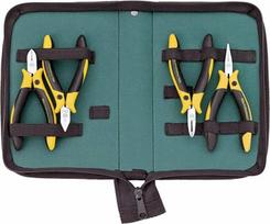 "Wiha Zangen Set Elektro Professional ESD (33507), 2xSeitenschneider, Schrägvornschneider, Flachrundzange 4-tlg, antistatisch in Reisverschlusstasche