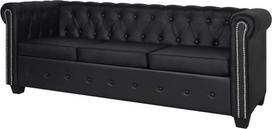 "Willood Chesterfield" L formos kampinė sofa su miego funkcija, 3 sėdimos vietos, dirbtinė oda, juoda