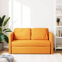 "Willood" grindų sofa su miego funkcija Dvigulė grindų lova Velvet Duvet Sofa tamsiai geltona 112 x 174 x 55 cm audinys