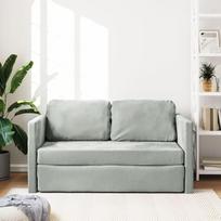 "Willood" grindų sofa su miego funkcija Dvigulė grindų lova Velvet Duvet Sofa šviesiai pilka 122 x 204 x 55 cm Velvet