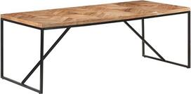 "Willood" valgomojo stalas 200 x 90 x 76 cm Akacijų ir mango medžio masyvo pramoninio stiliaus virtuvės stalas Valgomojo stalas Medinis stalas Valgomojo stalas Valgomojo stalas Virtuvė Juoda