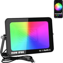 "Willpower" RGB LED prožektorius lauke 150 W 15000 LM, su "Bluetooth" programėlės valdymu, LED prožektorius RGBW, keičiantis spalvas, 16 milijonų spalvų, reguliuojamas apšvietimas, išmanusis laikmatis, atsparus vandeniui, IP66, sodo vakarėlio diskoteka