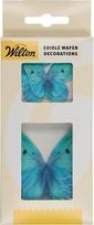 "Wilton" valgomų vaflių dekoracijos drugeliai "Omre Blue": Vaflinio popieriaus gėlės Vaflinio popieriaus dekoracijos "Ombre Blue Butterflies" - puikiai tinka tortams, pyragams ir keksiukams puošti.