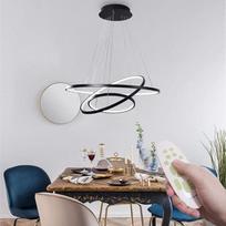 "WODA Shang Mao" moderni LED pakabinama lempa, valgomojo kambario lempa, apvali pakabinama lempa, 30 + 45 + 60 cm, reguliuojamo aukščio, reguliuojamo apšvietimo pakabinama lempa svetainei, miegamajam, valgomajam stalui su nuotolinio valdymo pulteliu (juod