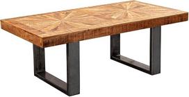 "Wohnling" modernus kavos staliukas Mango medžio masyvo 105 x 40 x 55 cm Pramoninio dizaino sofos staliukas su medžiu ir metalu Svetainės stalas Rustic