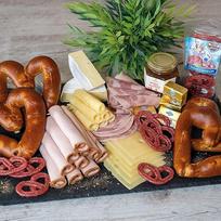 "Wurstbaron®" pusryčių dėžutė, mėsa, dešra ir sūris, su medumi ir graikiškais riešutais, aukštos kokybės iš Bavarijos, skanus dovanų krepšelis jam ir jai
