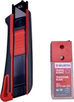 "Würth S1" apsauginis peilis 2K su 11 trapecinių ašmenų 071566280 Utility Knife Knife, Kilimų peilis, Peilis su trapeciniais ašmenimis, Peilis kartonui, Peilis popieriui