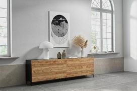 "Wuun® Somero" šoninė lenta SDF5 Vita Black / 240 cm W (2 x 120) H 72 cm D 40 cm I Matinė juoda / ąžuolas