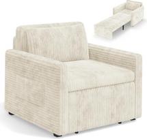 "Xbro" 3-in-1 sofa lova su miego funkcija, išskleidžiama sofa lova, 1 sėdima vieta, sofa lova su miego funkcija, virvinė kėdė su pagalvėle, sulankstoma sofa svetainei, miegamajam, smėlio spalvos