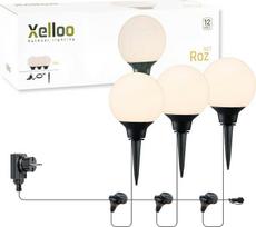 "Xelloo ROZ" sodo žibintų rinkinys, 12 V, 3 dizaino šviestuvų rinkinys, 1 W LED, šiltai baltos spalvos, su įžeminimo smaigaliu, atsparus vandeniui (IP44) ir praktiška stumdoma jungtimi