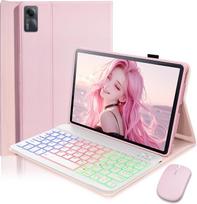 "Xiaomi Redmi Pad SE" (2023) / "Xiaomi Redmi Pad 2" (2025) 11 colių dėklas su belaidžiu "Bluetooth" apšviesta spalvota vokiška klaviatūra (QWERTZ) ir pele, magnetinis nuimamas, apšviestos klaviatūros dėklas