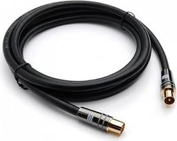 "XO" antenos kabelis - 3 m 3 metrai - 24 K paauksuota aukštos kokybės koaksialinė antenos jungtis Skaitmeninės TV RF TV antenos laidas su 180°/90° jungtimi (juodas)