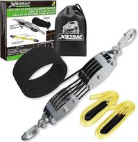 "XSTRAP" standartinis sunkiųjų kabelių ritė 4lb pertraukos stiprumas 6ft su 2pcs 6.5ft kėlimo diržais (juoda)
