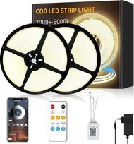 "Yeewhale Cob LED Strip" 30 m, su nuotolinio valdymo pulteliu, programėlės valdymu, DC24 V 3000 K šiltai balta LED juosta, lanksti reguliuojamo ryškumo COB LED juosta, skirta miegamajam, kambariui, spintai, "pasidaryk pats" apdailai